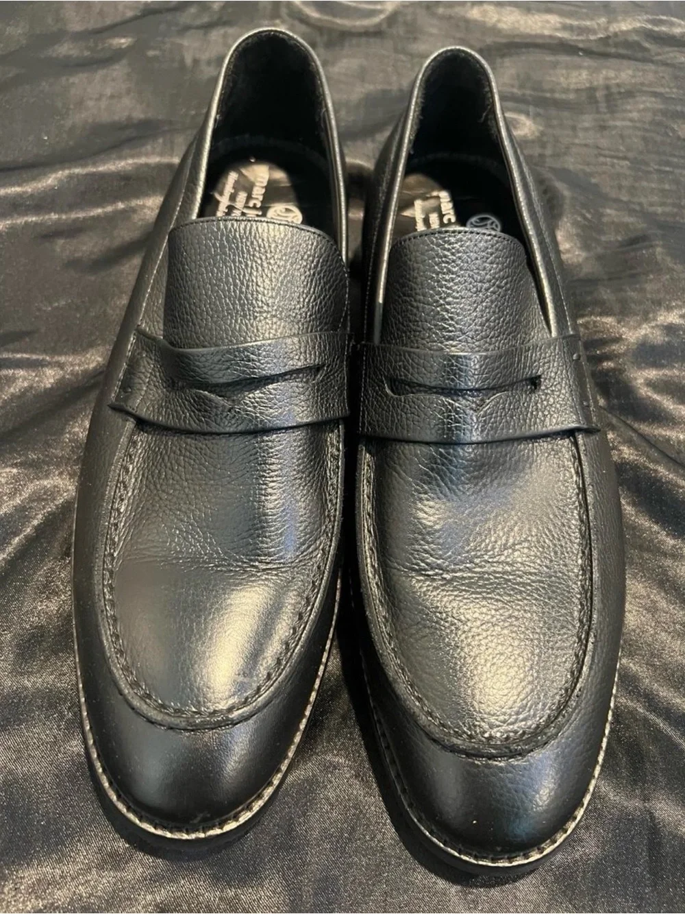 Men's Black Leather Slip-On Loafers